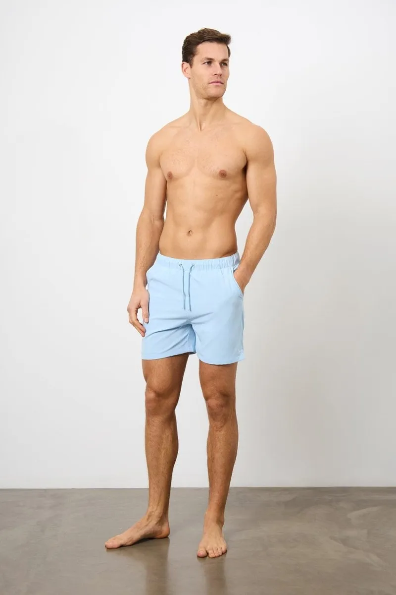 Plain Swim Short in Soft Blue - Longer Length