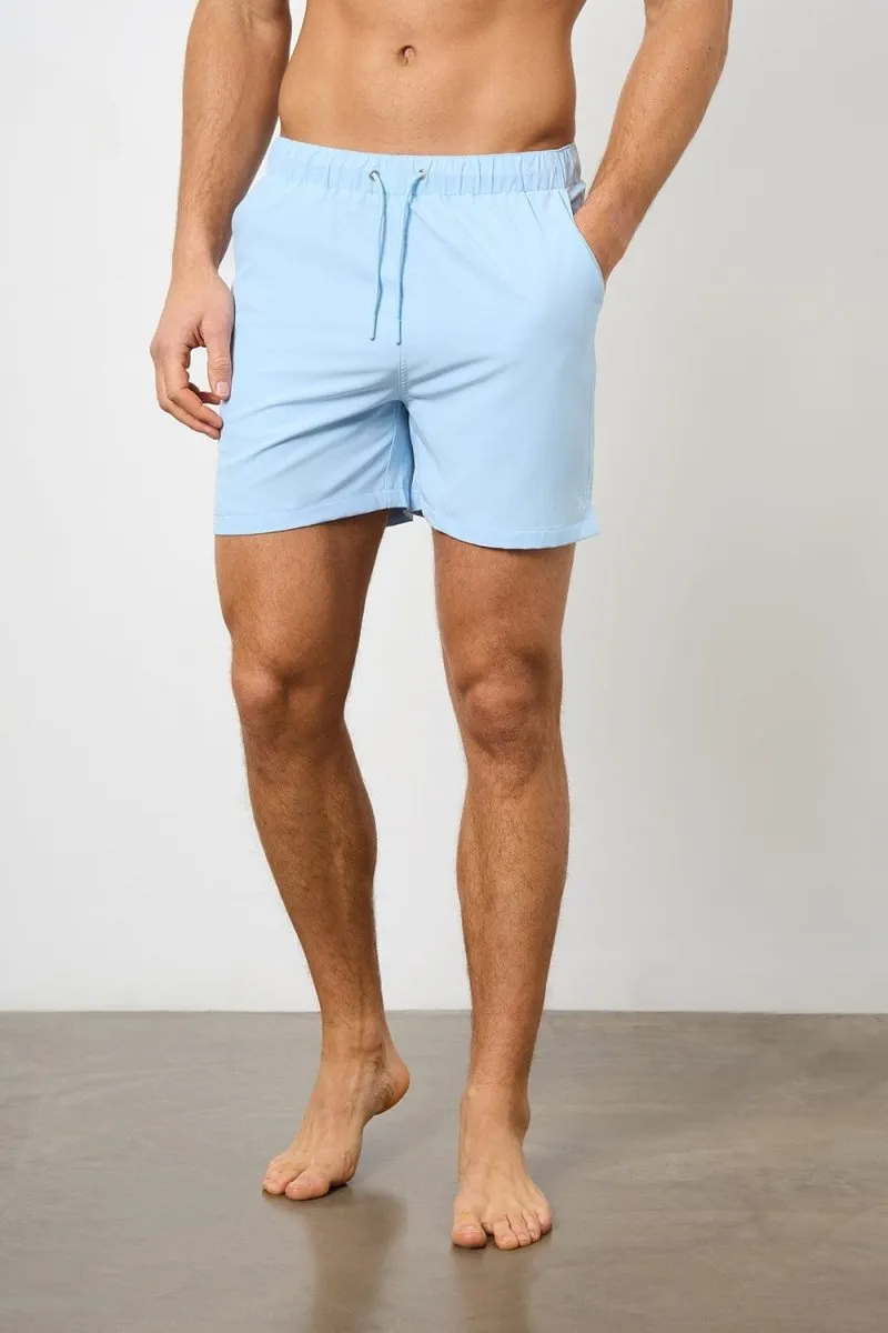 Plain Swim Short in Soft Blue - Longer Length