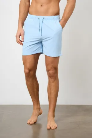 Plain Swim Short in Soft Blue - Longer Length