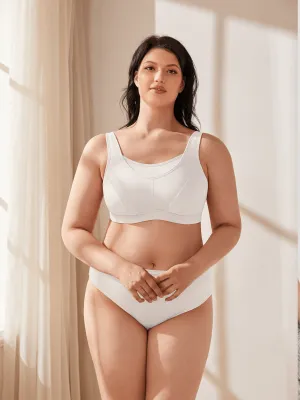 Plus Size Non Padded Yoga Sports Bra White