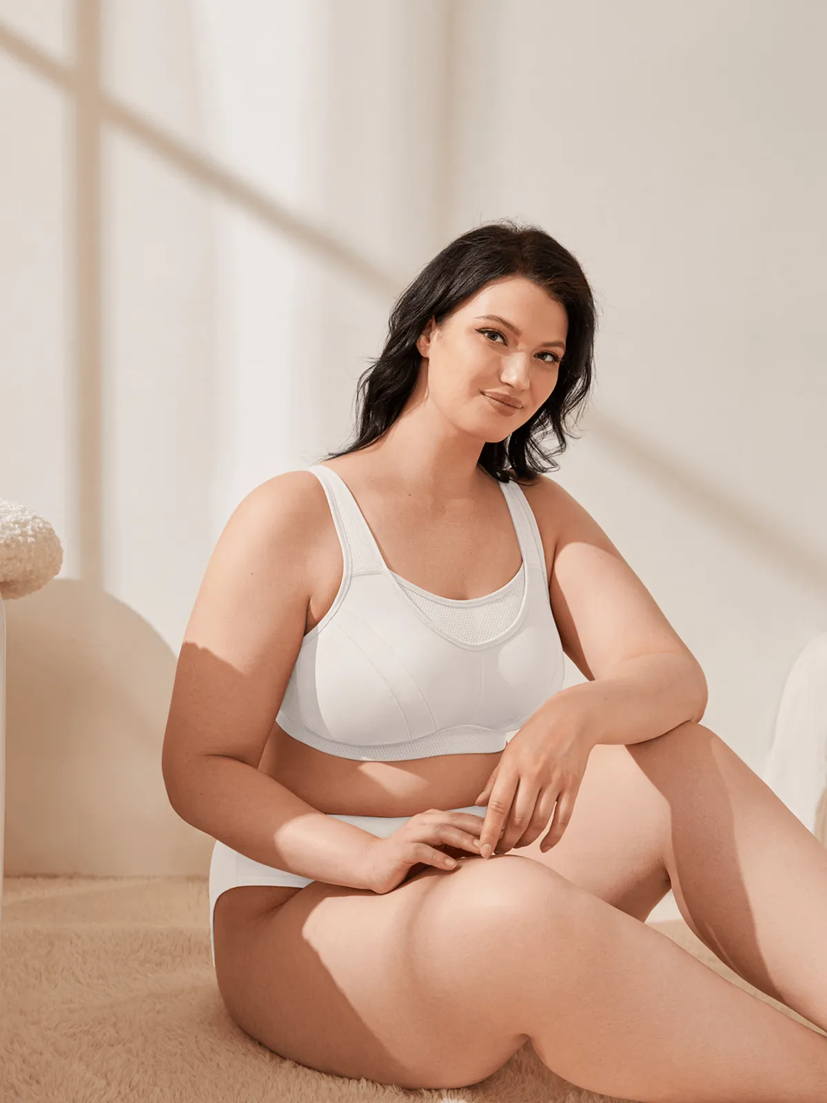Plus Size Non Padded Yoga Sports Bra White