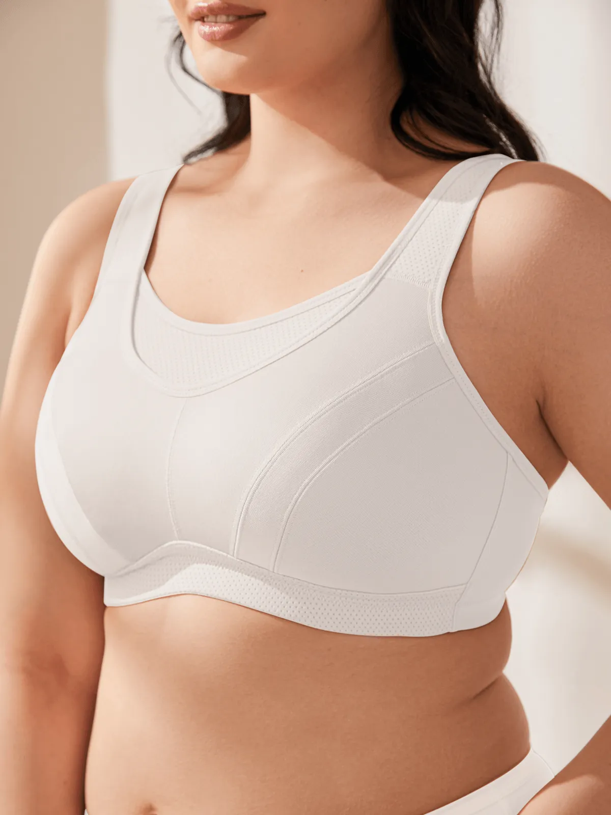 Plus Size Non Padded Yoga Sports Bra White