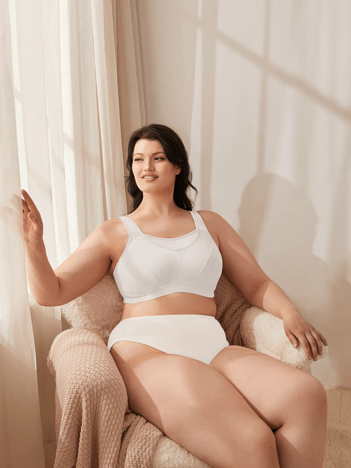Plus Size Non Padded Yoga Sports Bra White