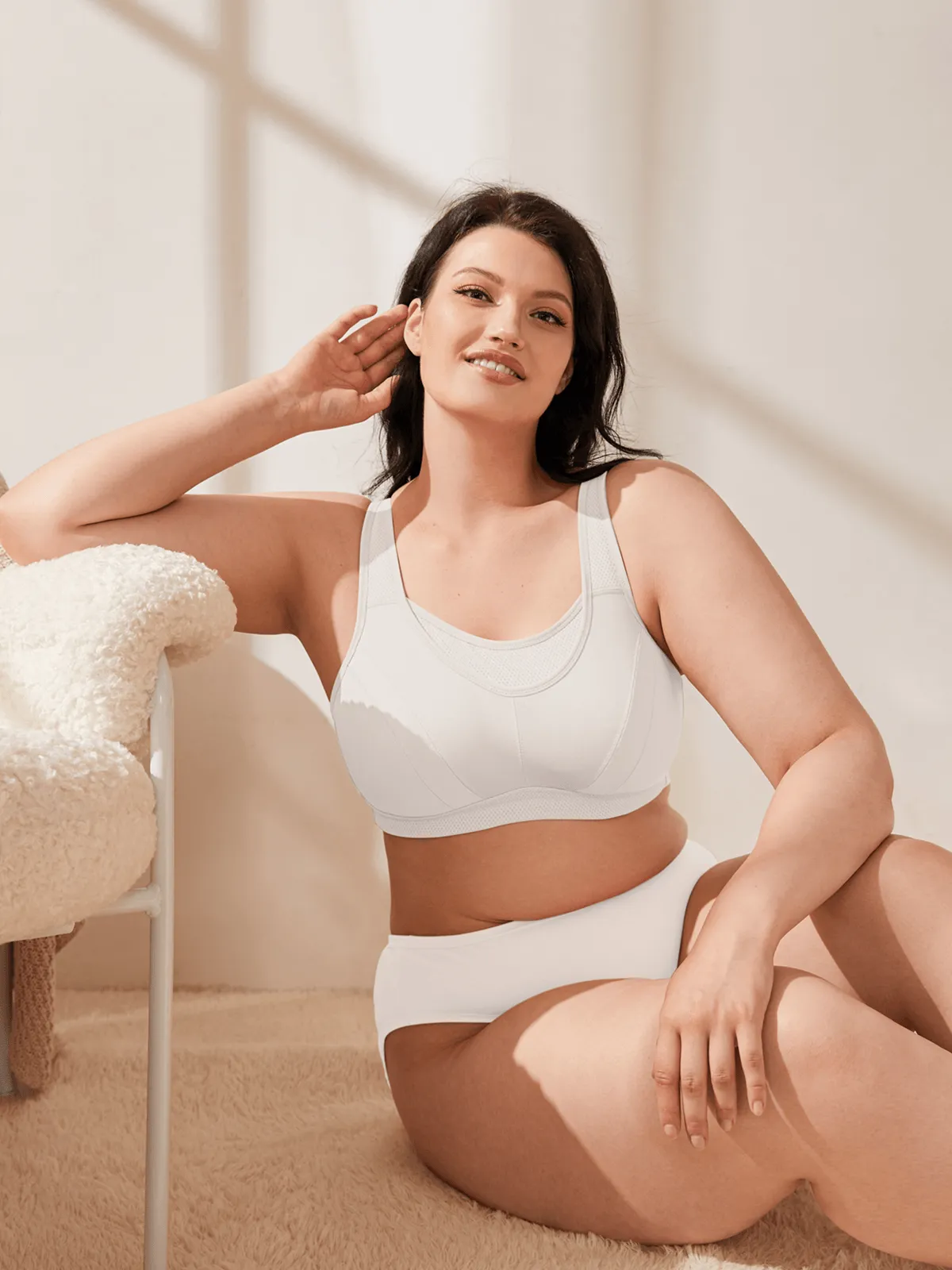 Plus Size Non Padded Yoga Sports Bra White