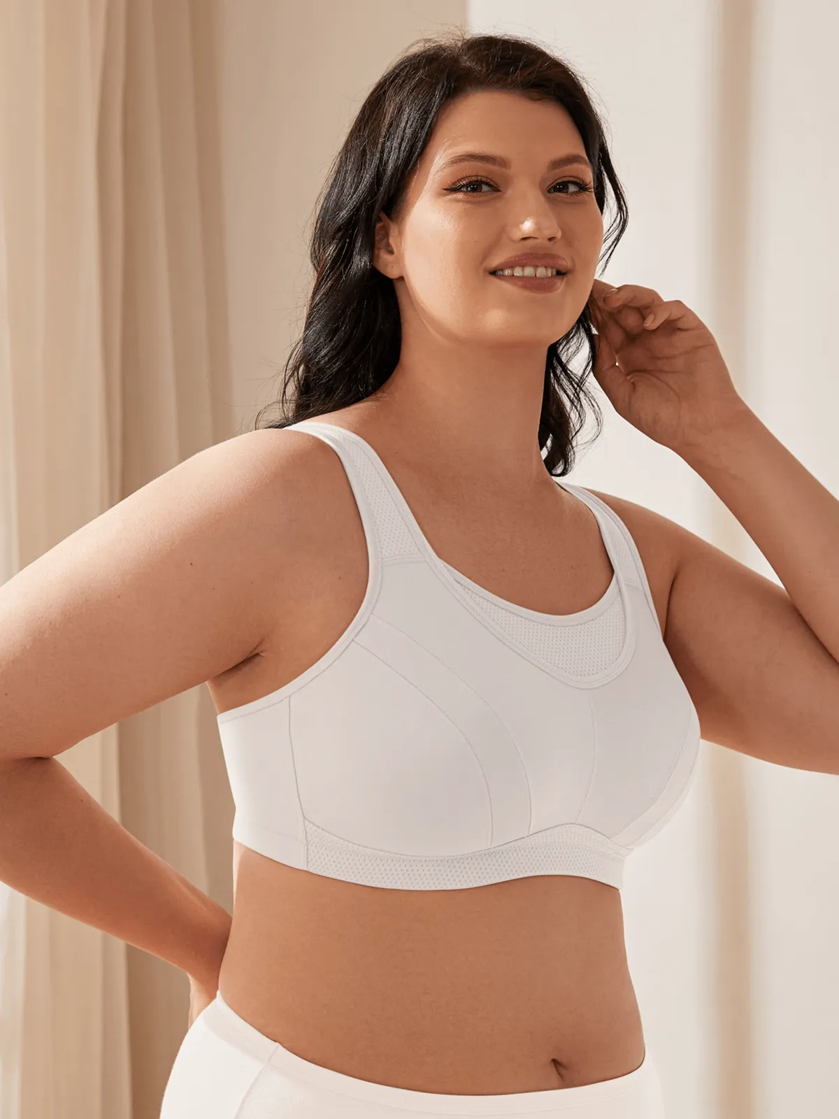 Plus Size Non Padded Yoga Sports Bra White