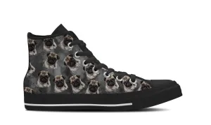 Pug Love Womens High Top Shoe (Black)