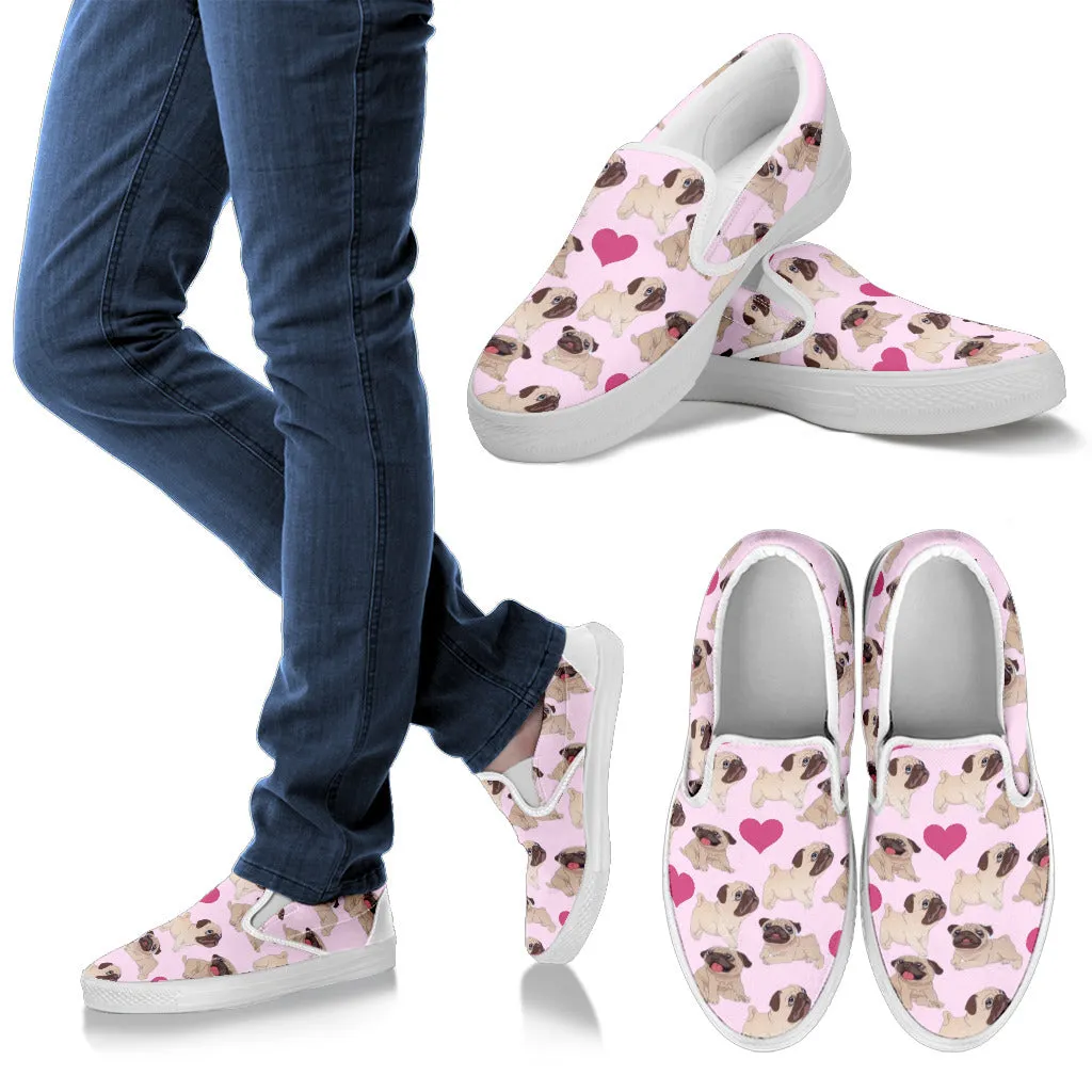 Pugs & Hearts Canvas Shoes