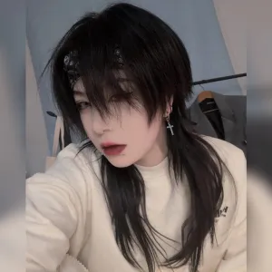 "BLACK LAZY TRAILING IRREGULAR STRAIGHT" WIG UB2386