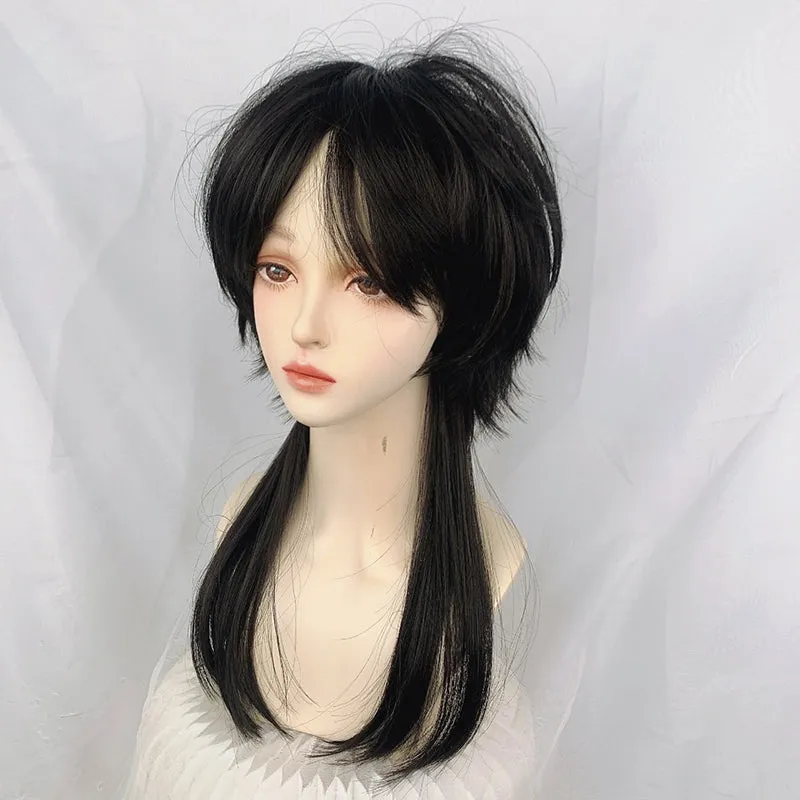 "BLACK LAZY TRAILING IRREGULAR STRAIGHT" WIG UB2386