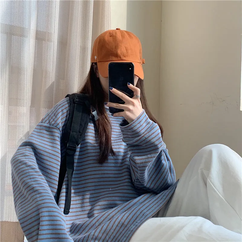 "BLUE / PINK LAZY STRIPED" SWEATSHIRT N110506