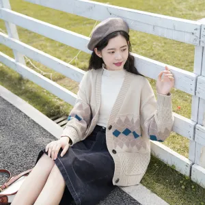 "LAZY DIAMOND SWEATER" CARDIGAN N111805