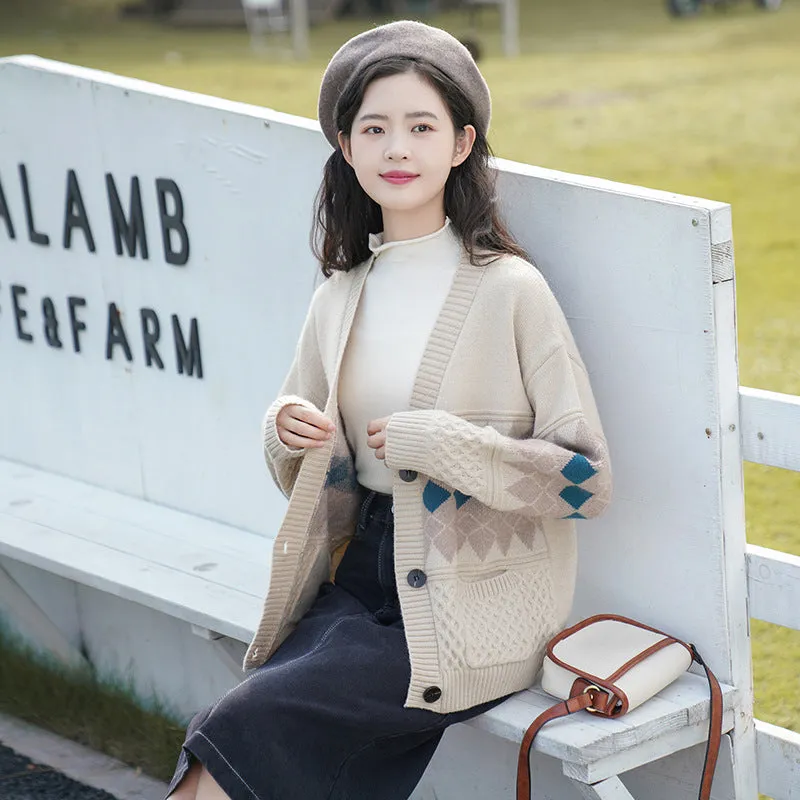 "LAZY DIAMOND SWEATER" CARDIGAN N111805