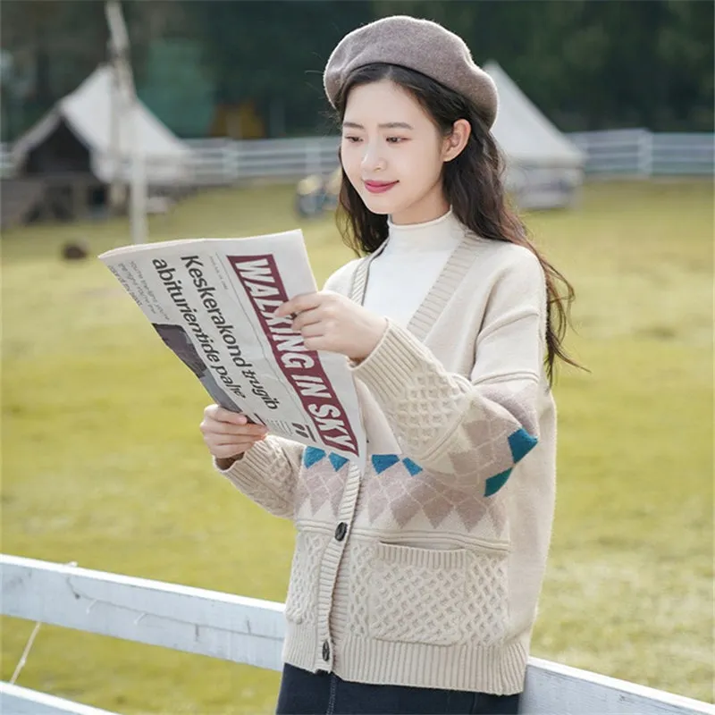 "LAZY DIAMOND SWEATER" CARDIGAN N111805