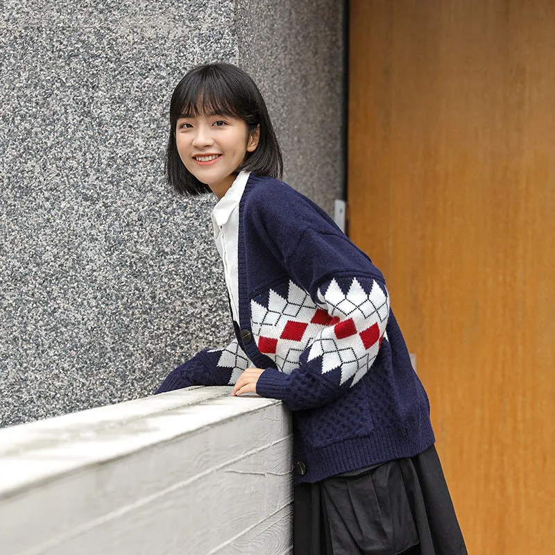 "LAZY DIAMOND SWEATER" CARDIGAN N111805