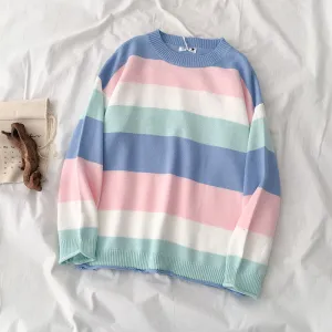 "LAZY PASTEL WIDE STRIPE" SWEATER K112220