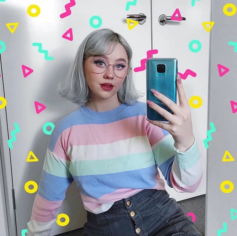 "LAZY PASTEL WIDE STRIPE" SWEATER K112220