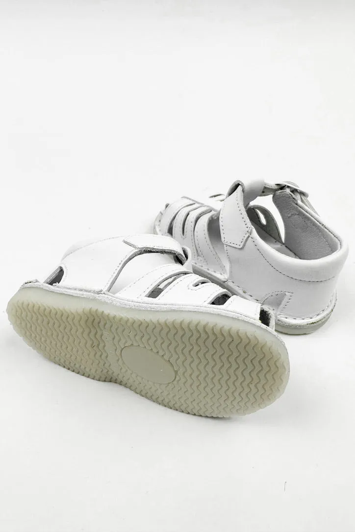 "Luis" White Leather Sandals