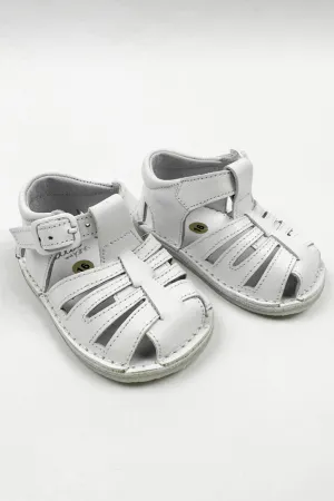 "Luis" White Leather Sandals