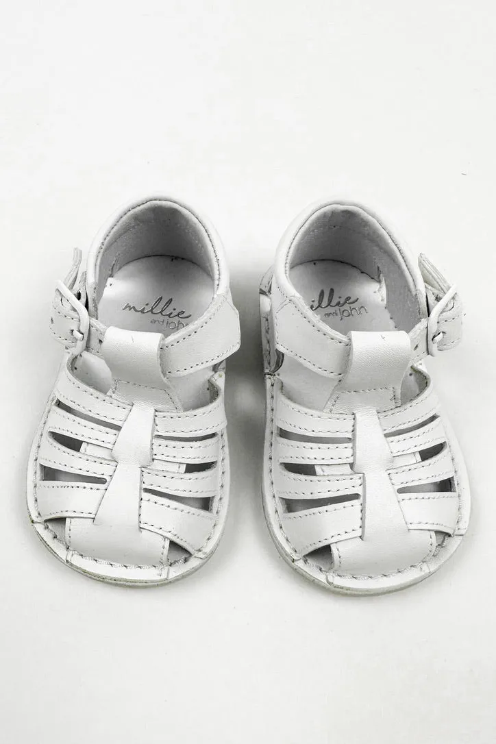 "Luis" White Leather Sandals
