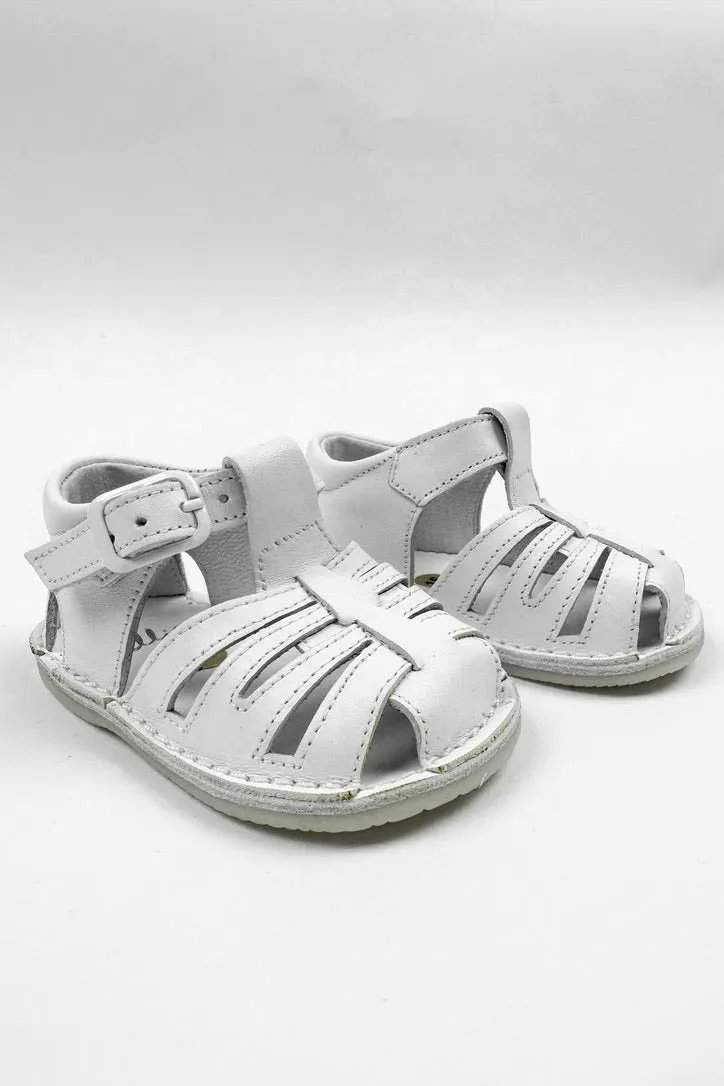 "Luis" White Leather Sandals
