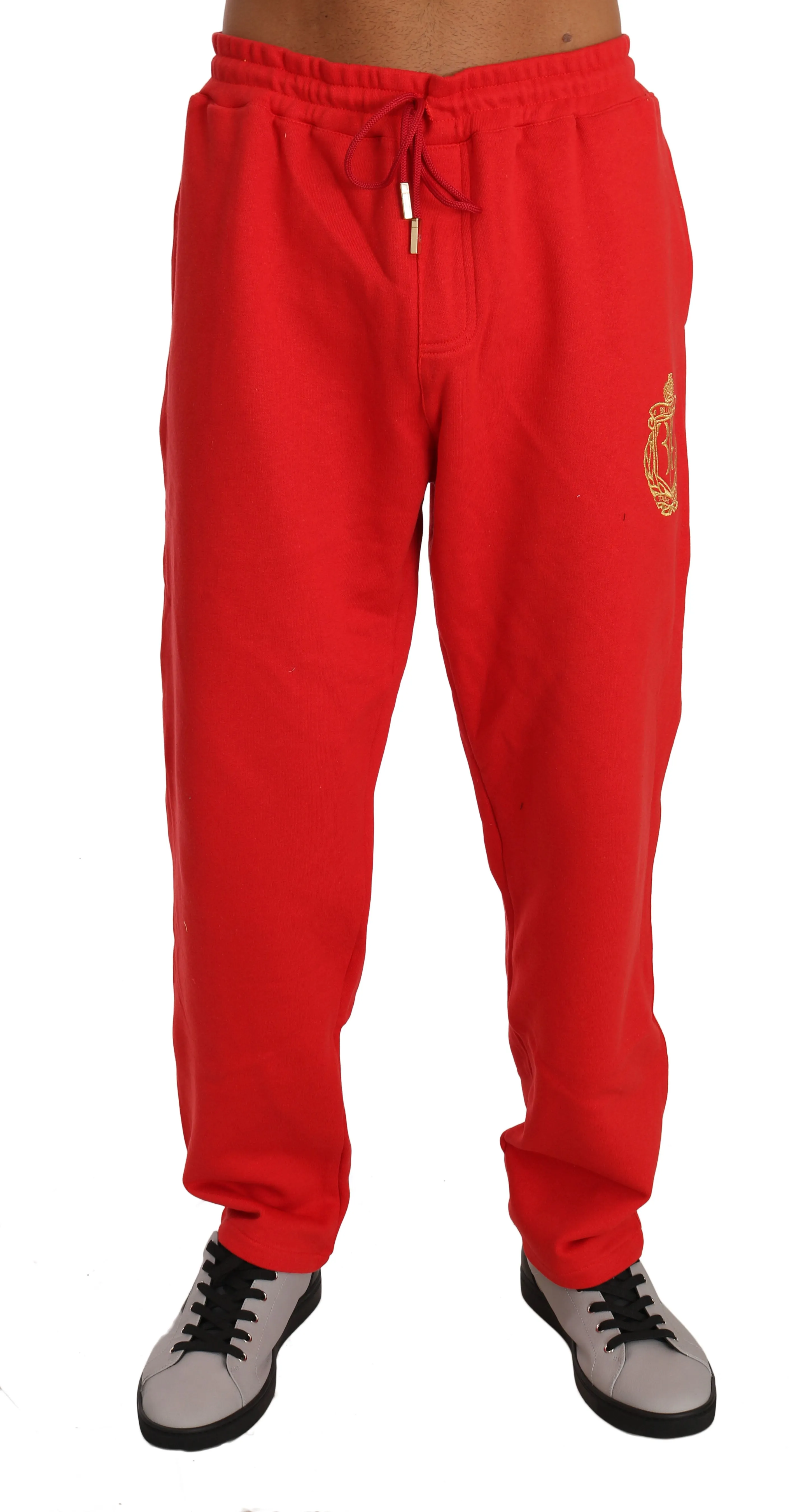 Red Cotton Sweater Pants Tracksuit