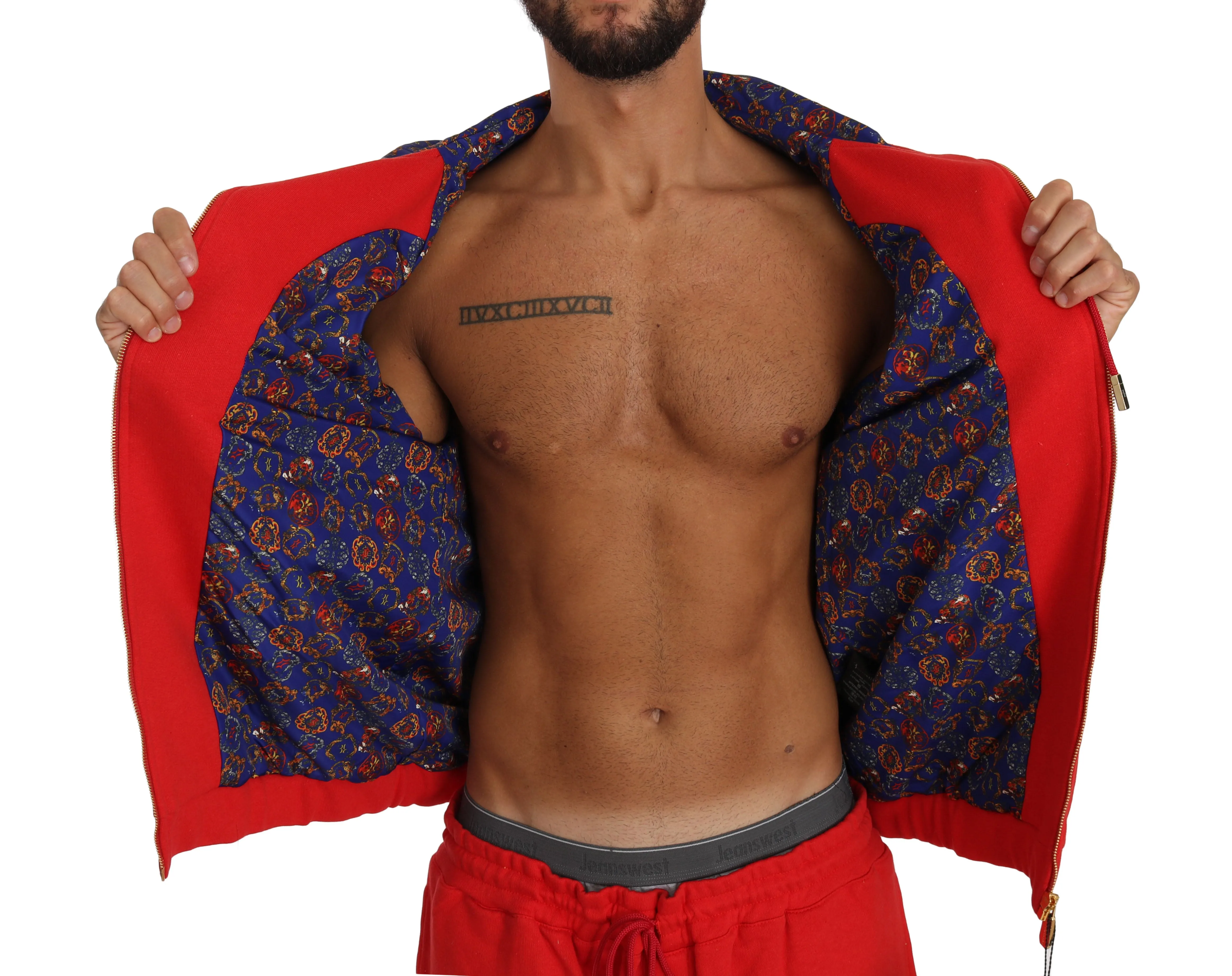 Red Cotton Sweater Pants Tracksuit