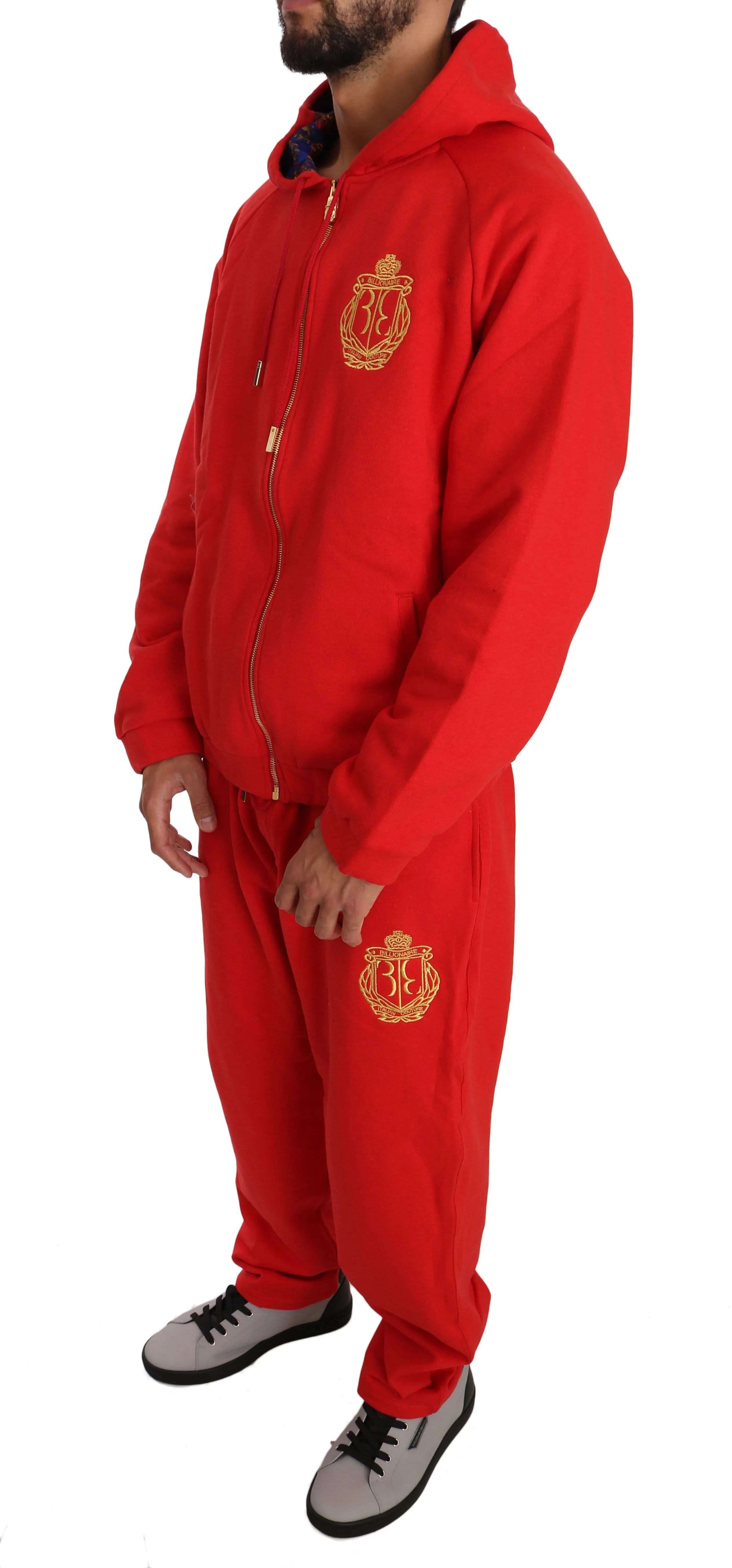 Red Cotton Sweater Pants Tracksuit