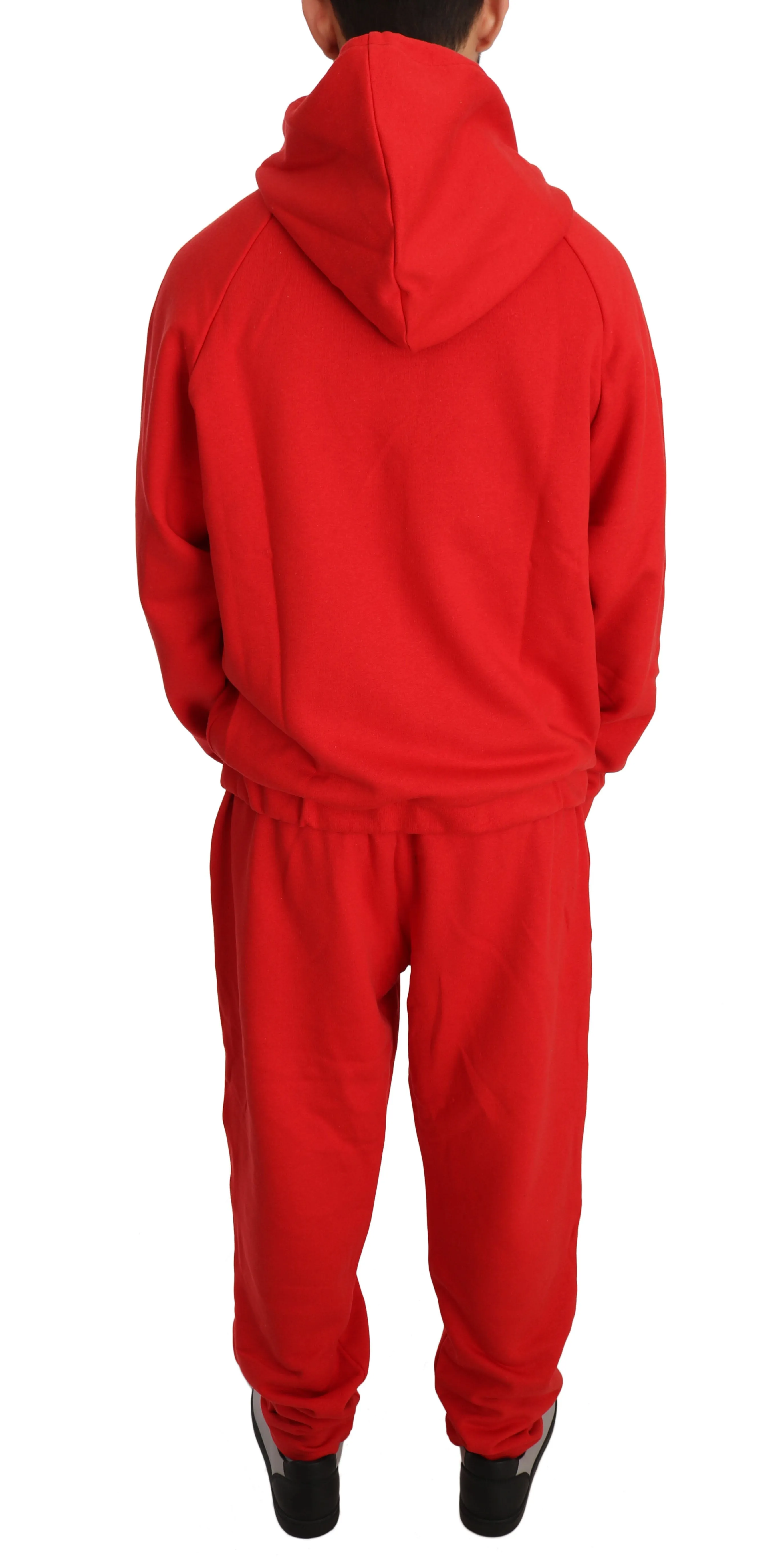 Red Cotton Sweater Pants Tracksuit