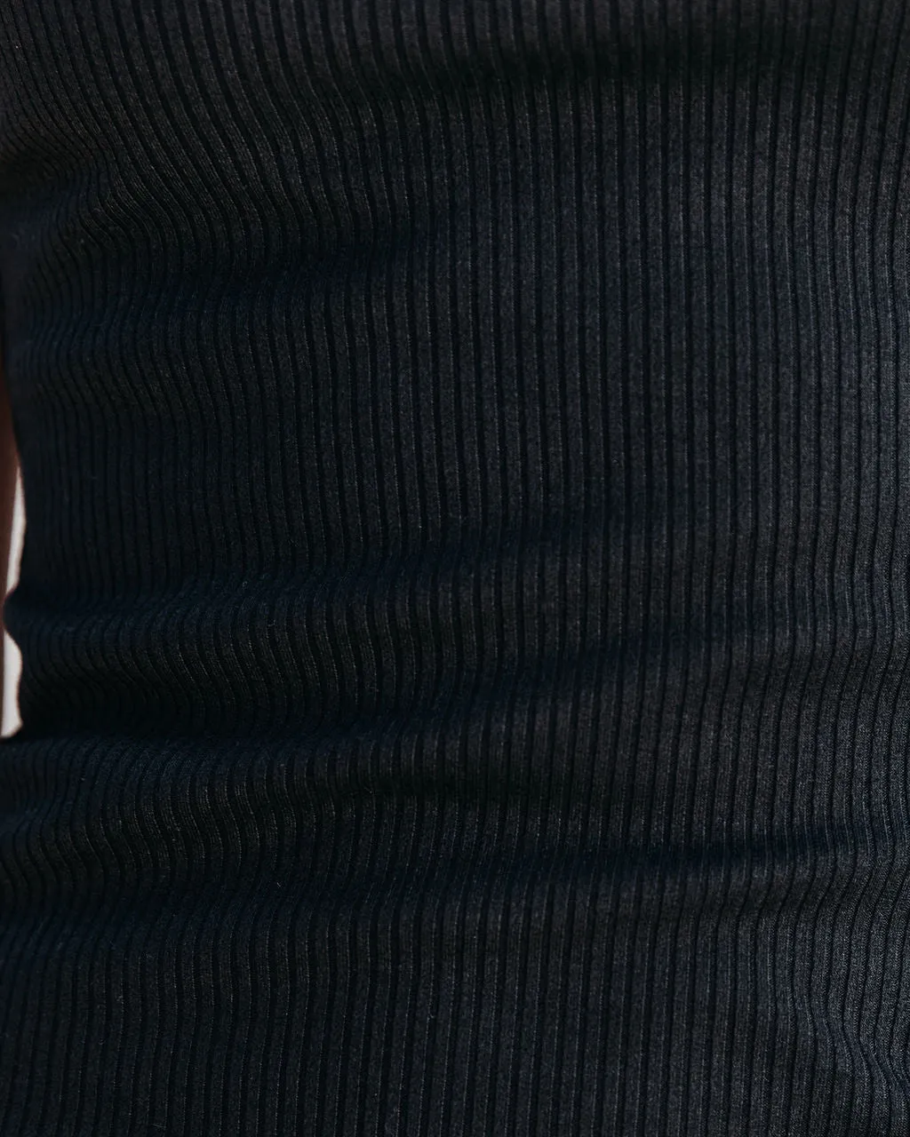 Ribbed Knit Midi Dress - Black
