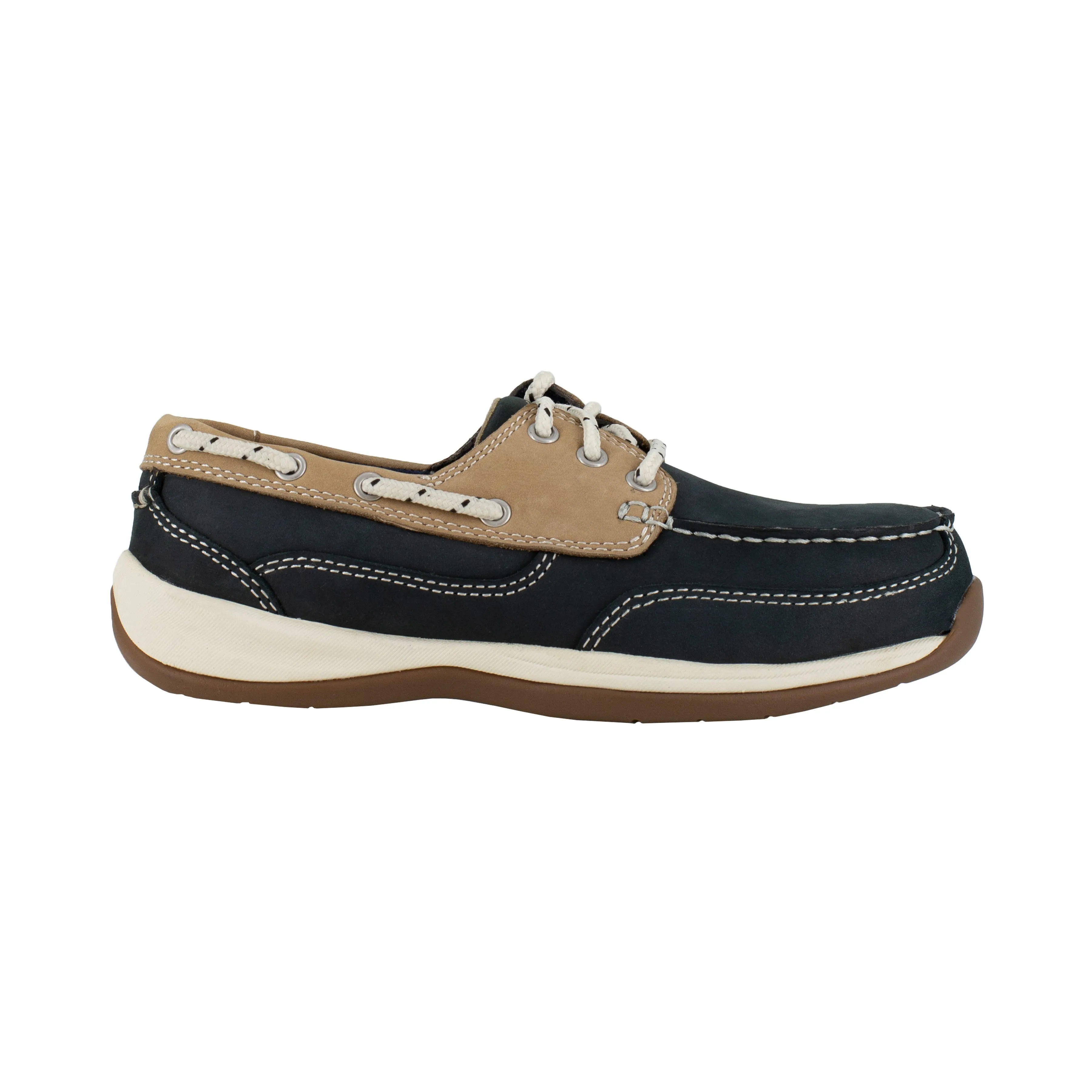 Rockport Women's Sailing Club Steel Toe Three Eye Tie Boat Shoe - Blue - RK670