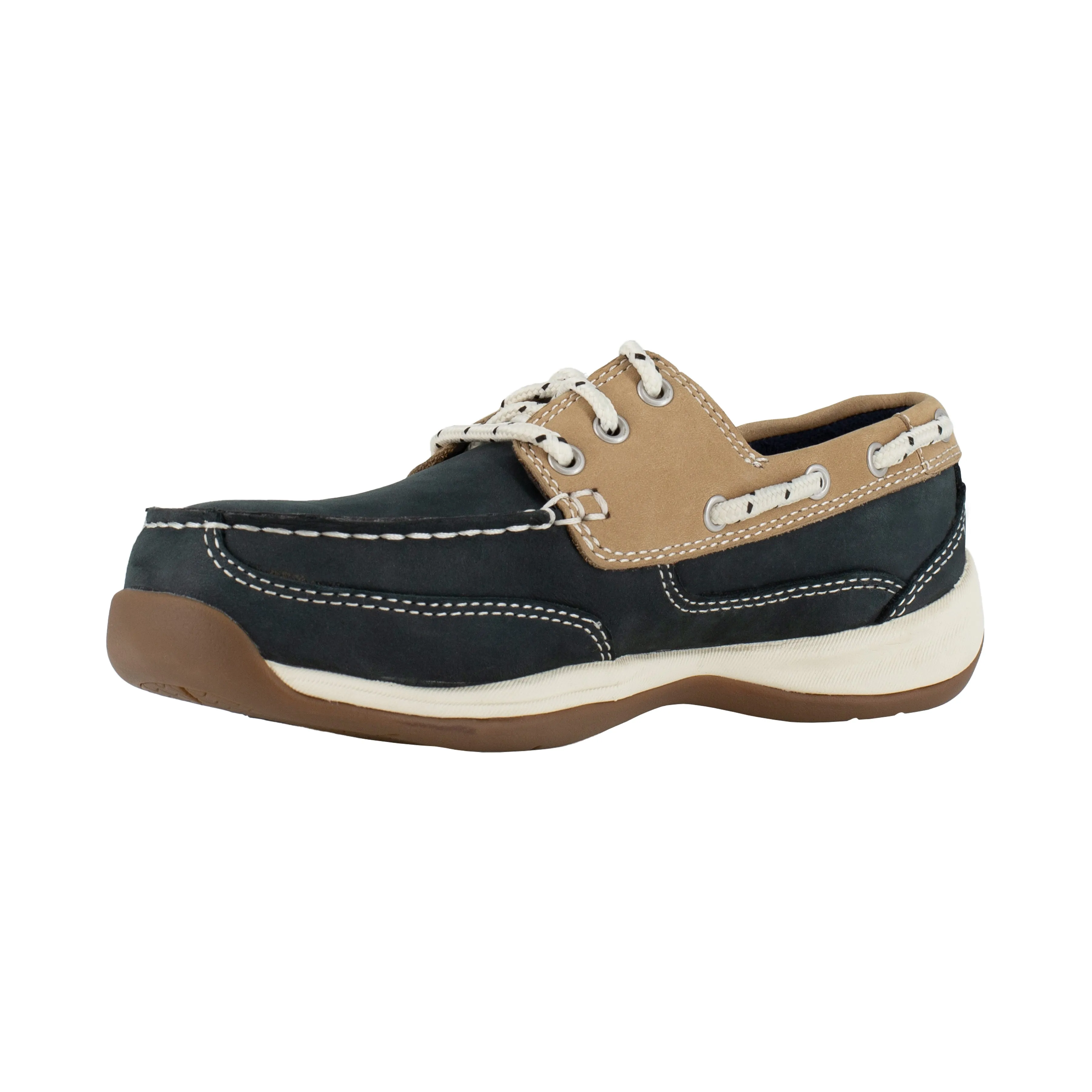 Rockport Women's Sailing Club Steel Toe Three Eye Tie Boat Shoe - Blue - RK670