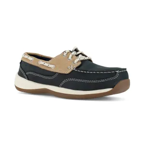 Rockport Women's Sailing Club Steel Toe Three Eye Tie Boat Shoe - Blue - RK670