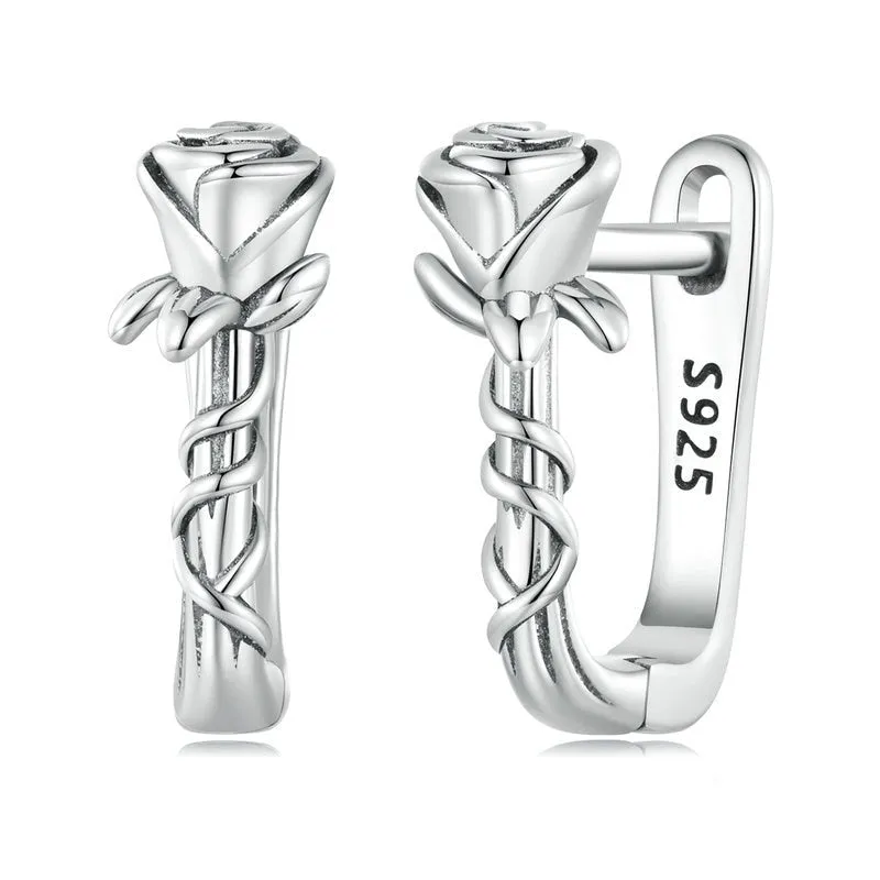 Rose & Vines U-shaped Ear Buckle Earrings