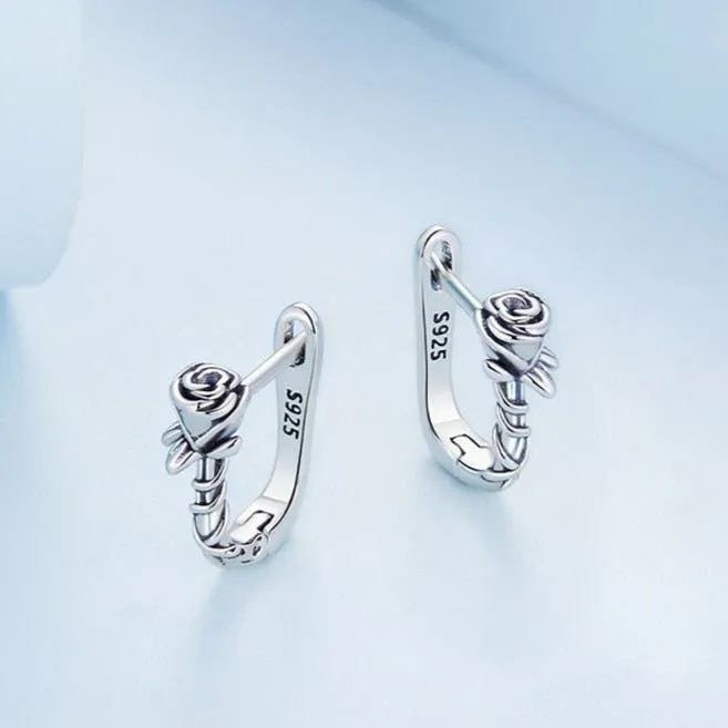 Rose & Vines U-shaped Ear Buckle Earrings