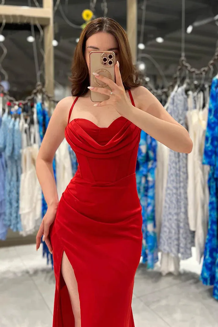 Sexy Spaghetti Straps Side Slit Party Prom Formal Dress TP1236
