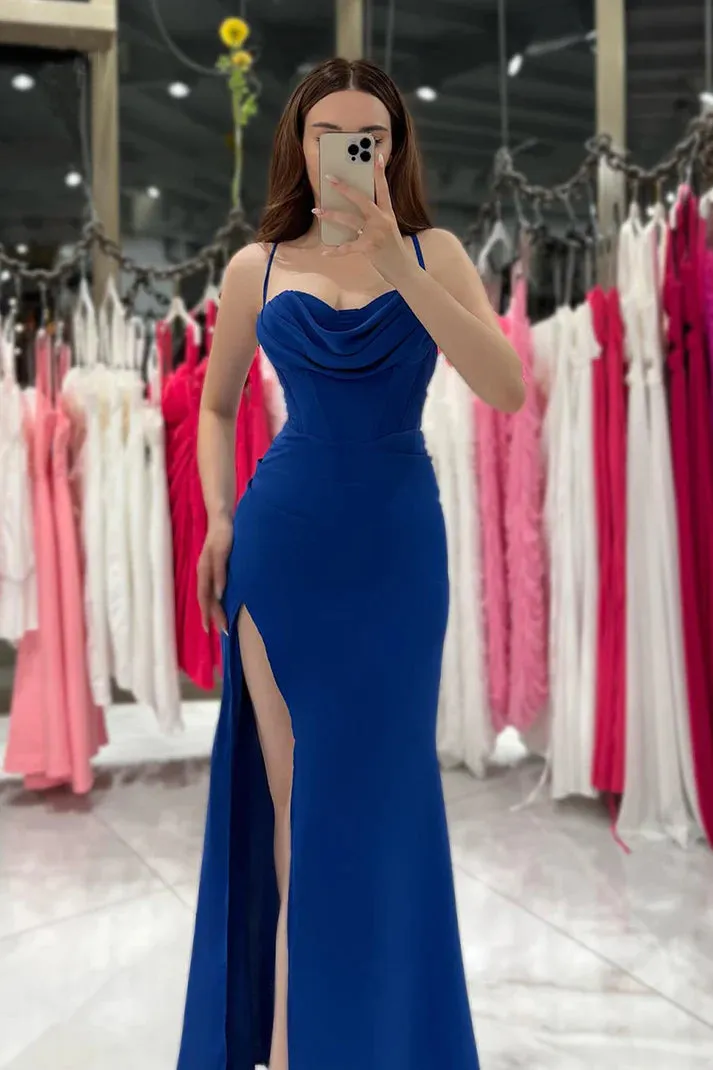 Sexy Spaghetti Straps Side Slit Party Prom Formal Dress TP1236