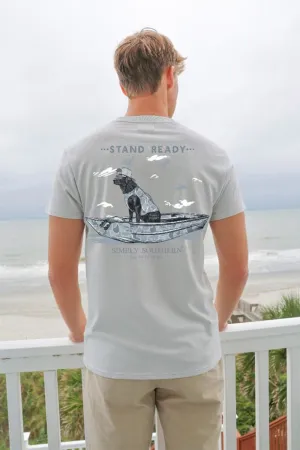 Simply Southern Dog Boat T-Shirt for Men in Light Grey | MN-SS-STAND-WHITEWATER-S