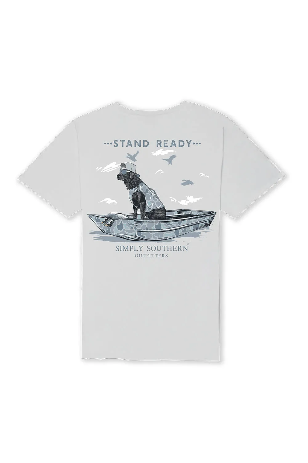 Simply Southern Dog Boat T-Shirt for Men in Light Grey | MN-SS-STAND-WHITEWATER-S