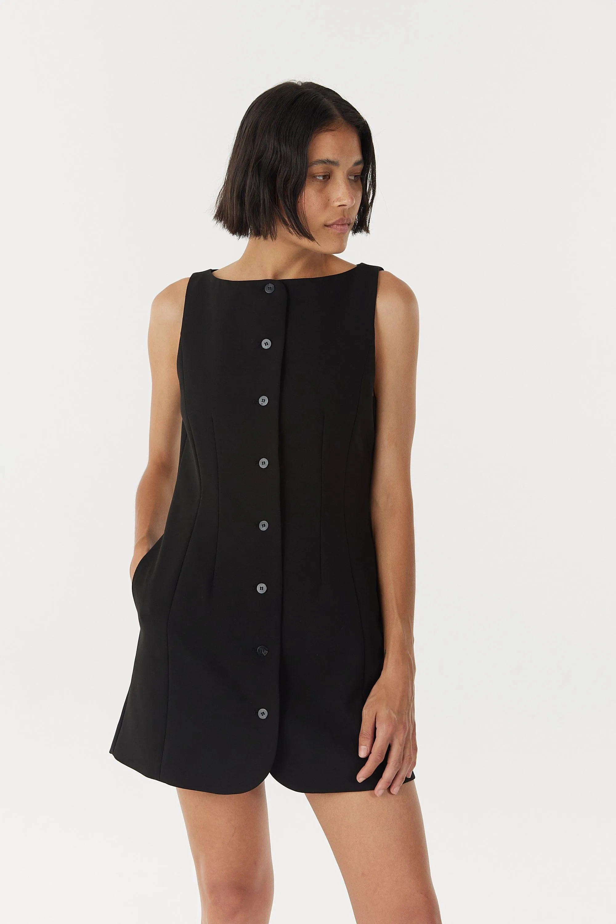 SKYLINE TAILORED MINI DRESS | BLACK