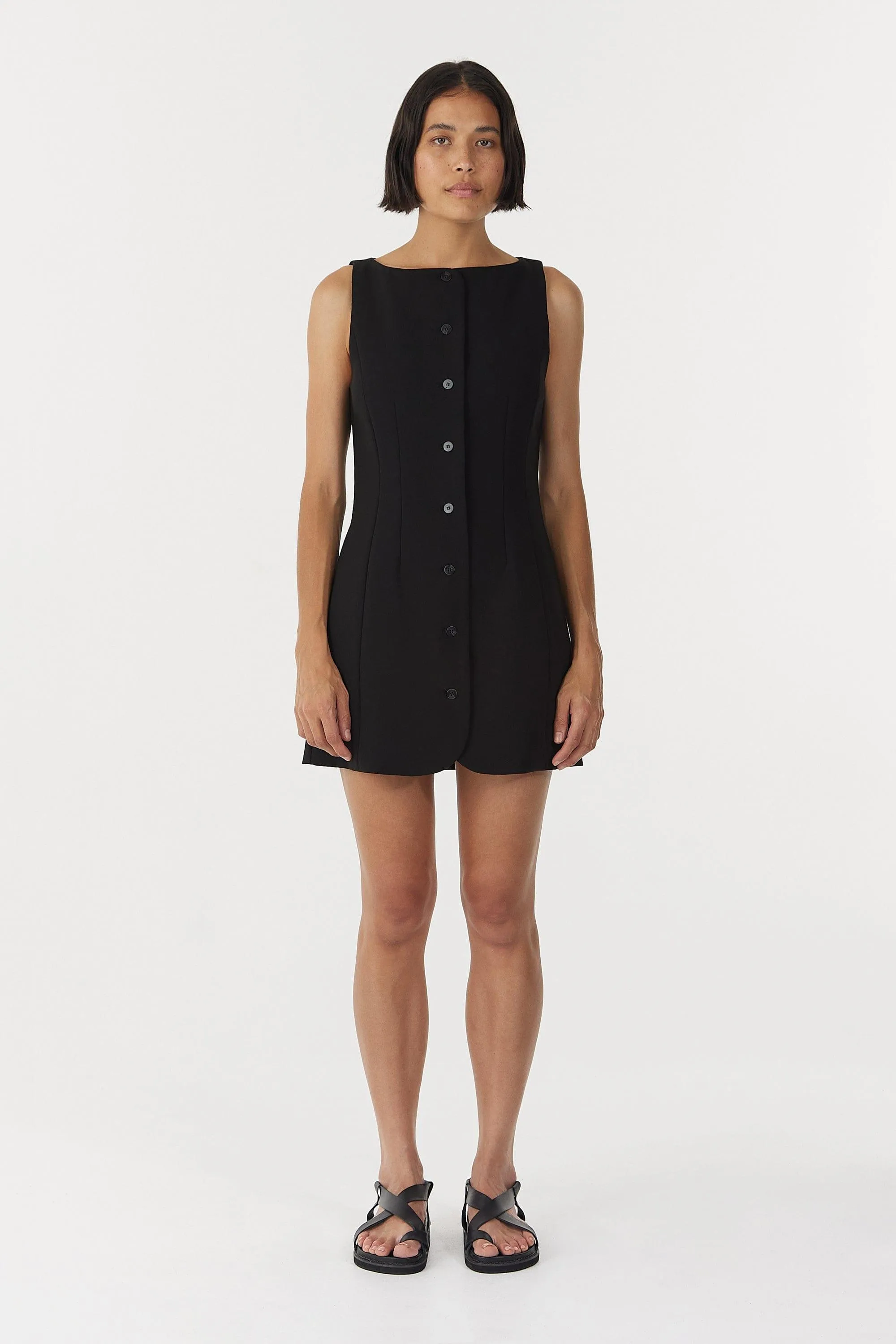 SKYLINE TAILORED MINI DRESS | BLACK