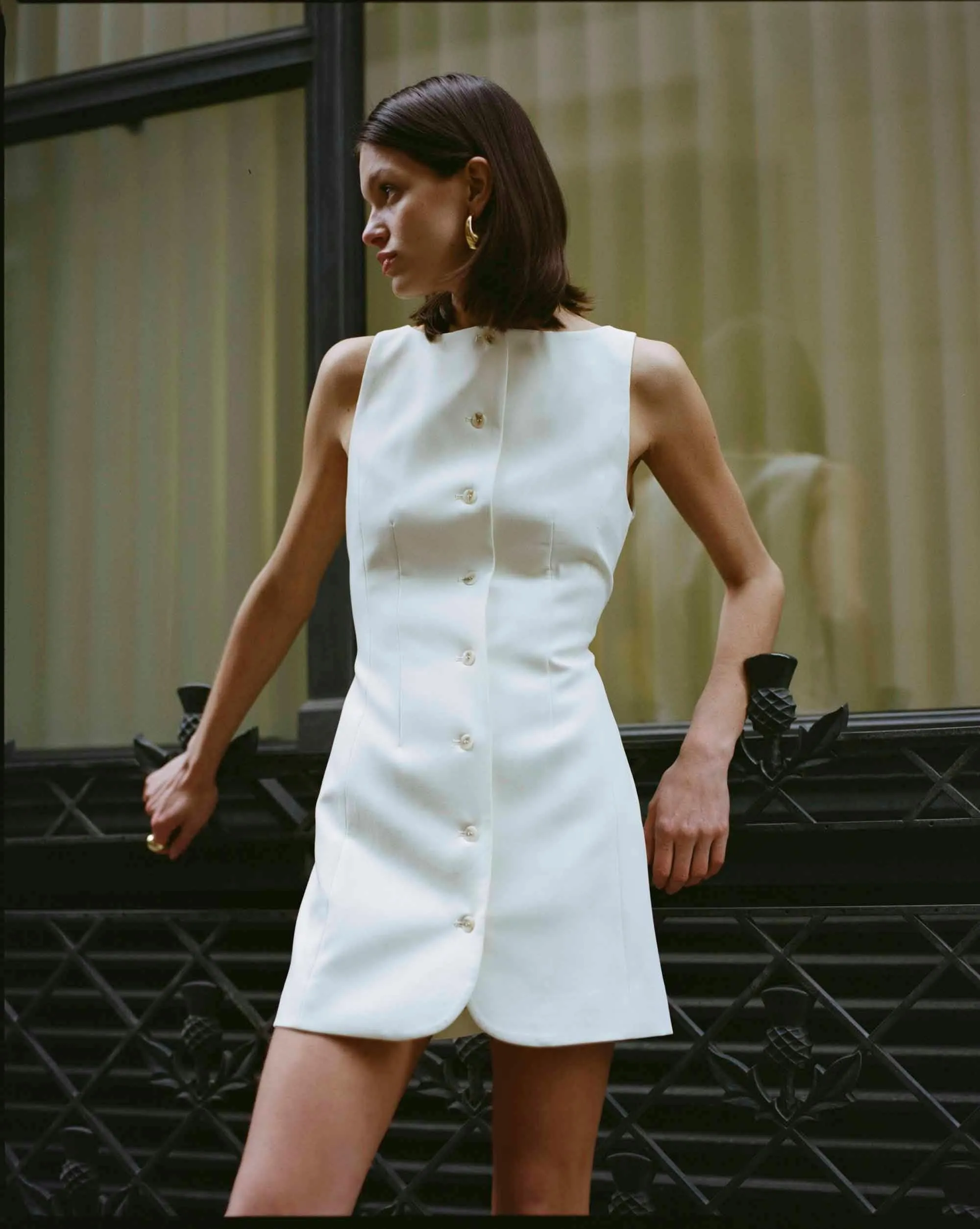 SKYLINE TAILORED MINI DRESS | WARM WHITE