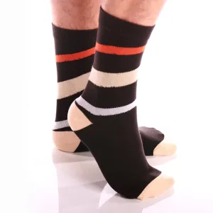 Soft Beige Lines Mens Colorful Crew Socks - Premium Cotton Fun socks with Soft Elastic - 3 Pack