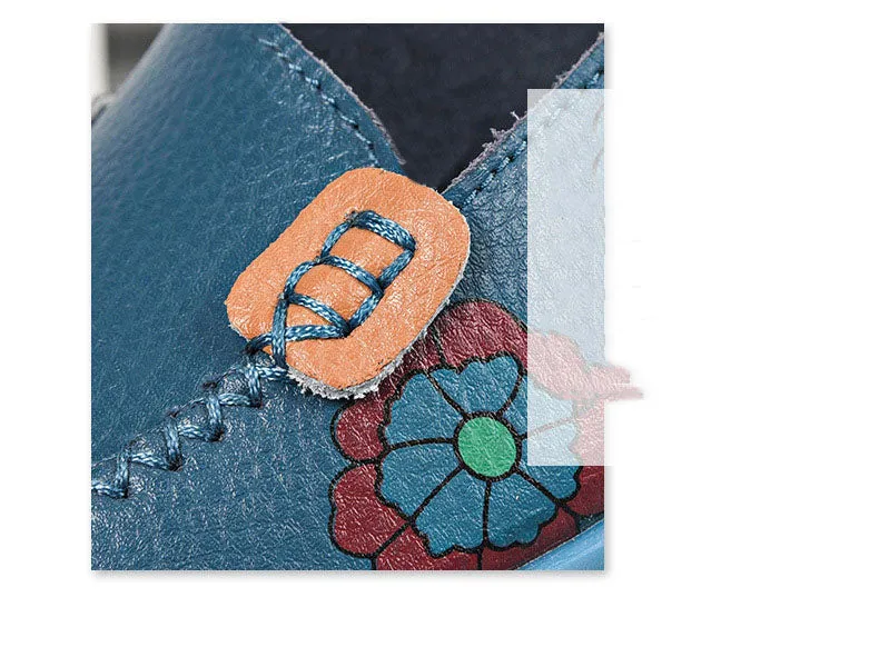 Spring and Autumn Women's Shoes Flat with Peas Shoes Mother Shoes Leather Printed Shoes Lazy Shoes