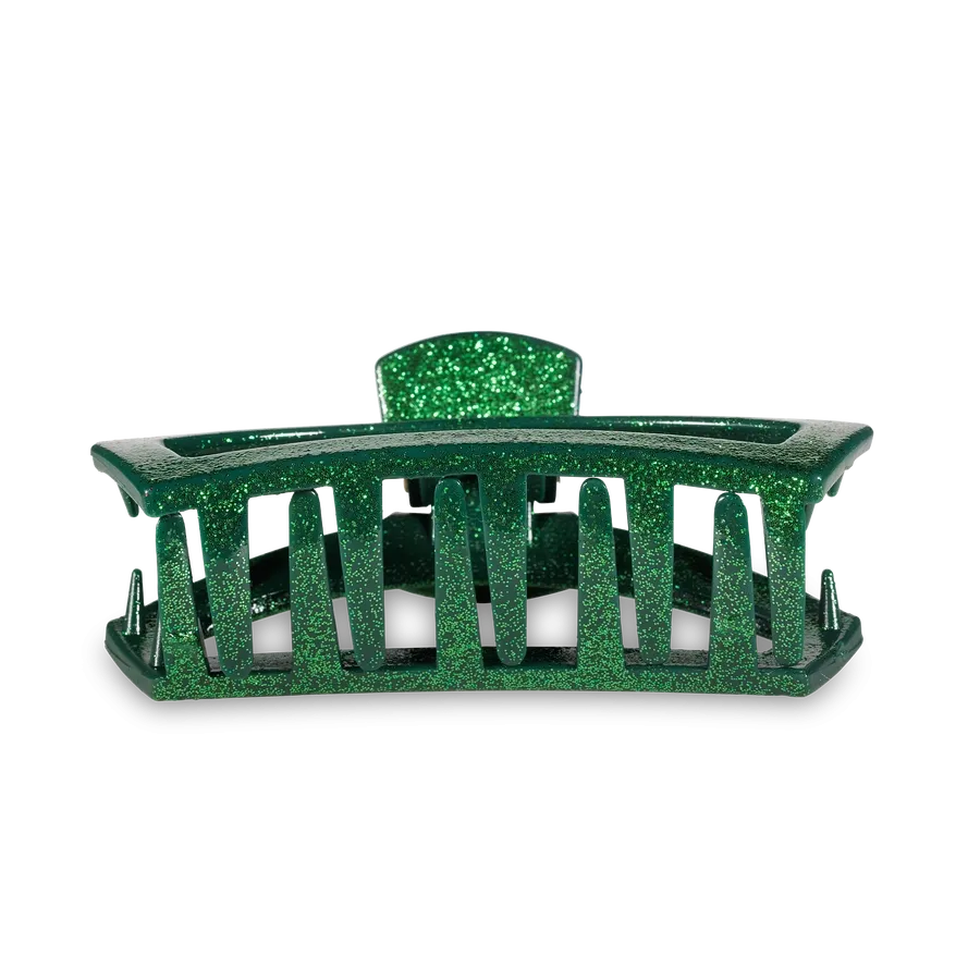 Teleties Open Green Glitter Large Hair Clip Green