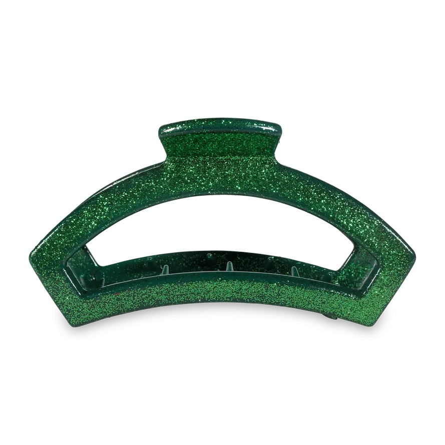Teleties Open Green Glitter Large Hair Clip Green