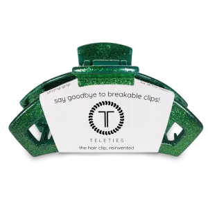 Teleties Open Green Glitter Large Hair Clip Green