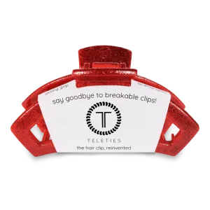Teleties Open Red Glitter Large Hair Clip Red