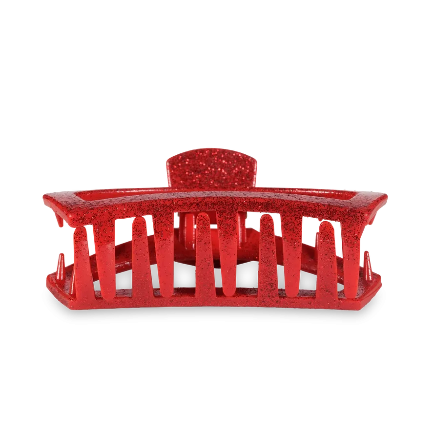 Teleties Open Red Glitter Large Hair Clip Red