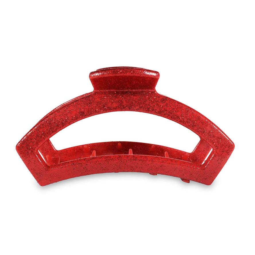 Teleties Open Red Glitter Large Hair Clip Red