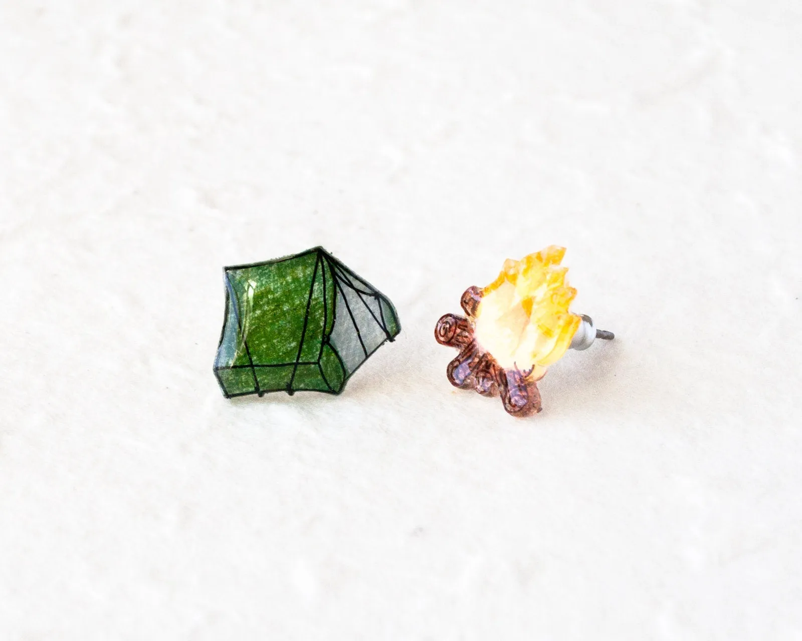 Tent and Campfire Camping Stud Earring Set